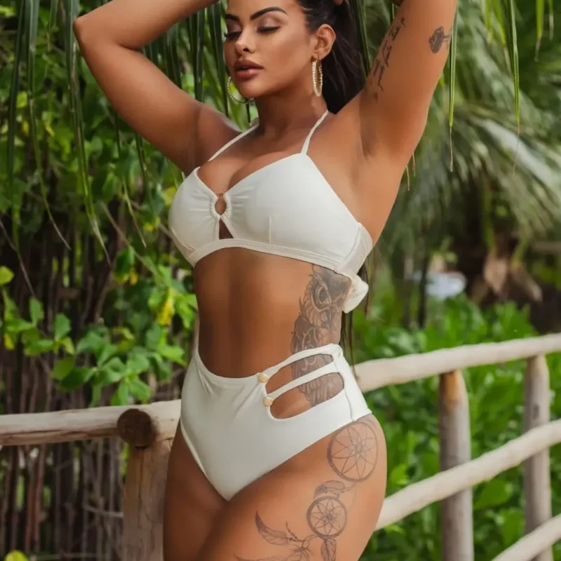 Biquíni Cut-Out Elegância – Off-White